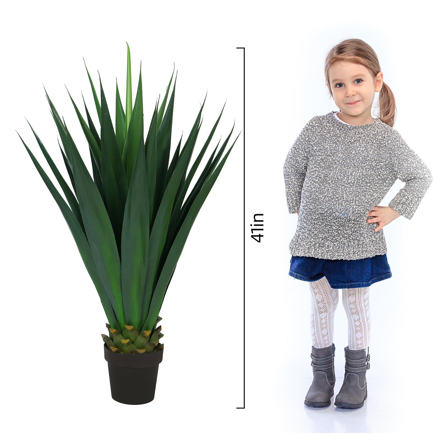 BANNINEO Artificial Agave Plant，41’Large Faux Agave Plant，Fake Outdoor Plants Yard Garden Decor,Yucca Floor Plants for Home &Office Decor,UV Resistant