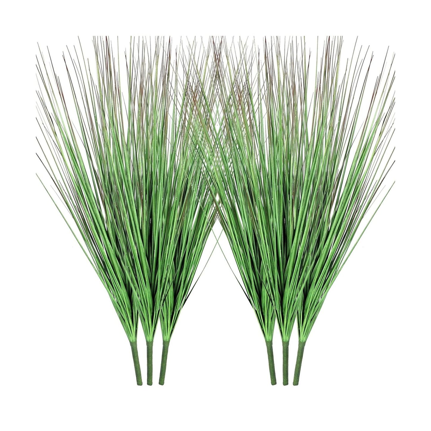 BANNINEO 27" Artificial Plants Greenery Wheat Grass for Indoor Outdoor, UV Resistant Realistic Faux Fake Shrubs Plant Onion Grass for Home, Office, Living Room, Garden, Patio(6-Pack)