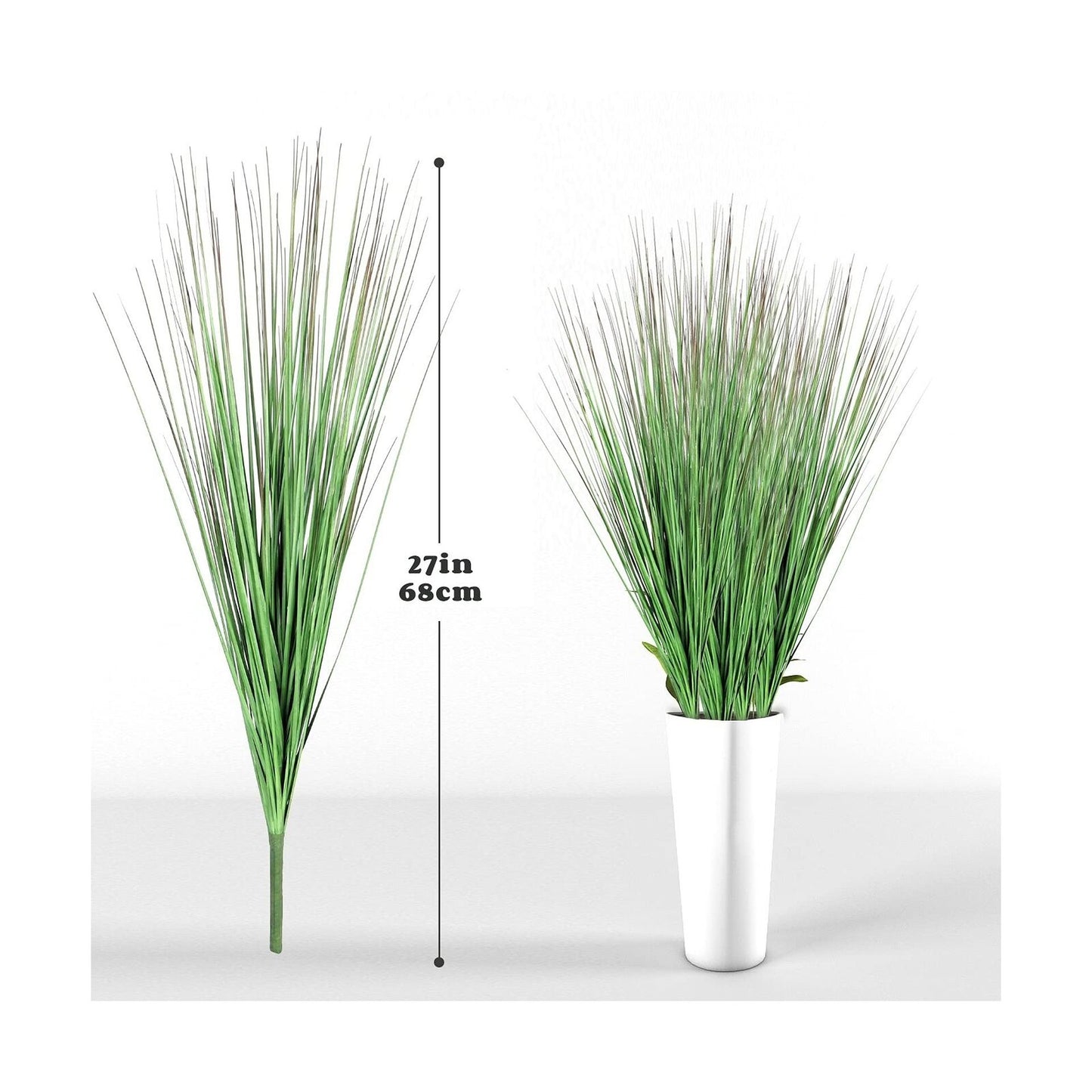 BANNINEO 27" Artificial Plants Greenery Wheat Grass for Indoor Outdoor, UV Resistant Realistic Faux Fake Shrubs Plant Onion Grass for Home, Office, Living Room, Garden, Patio(6-Pack)